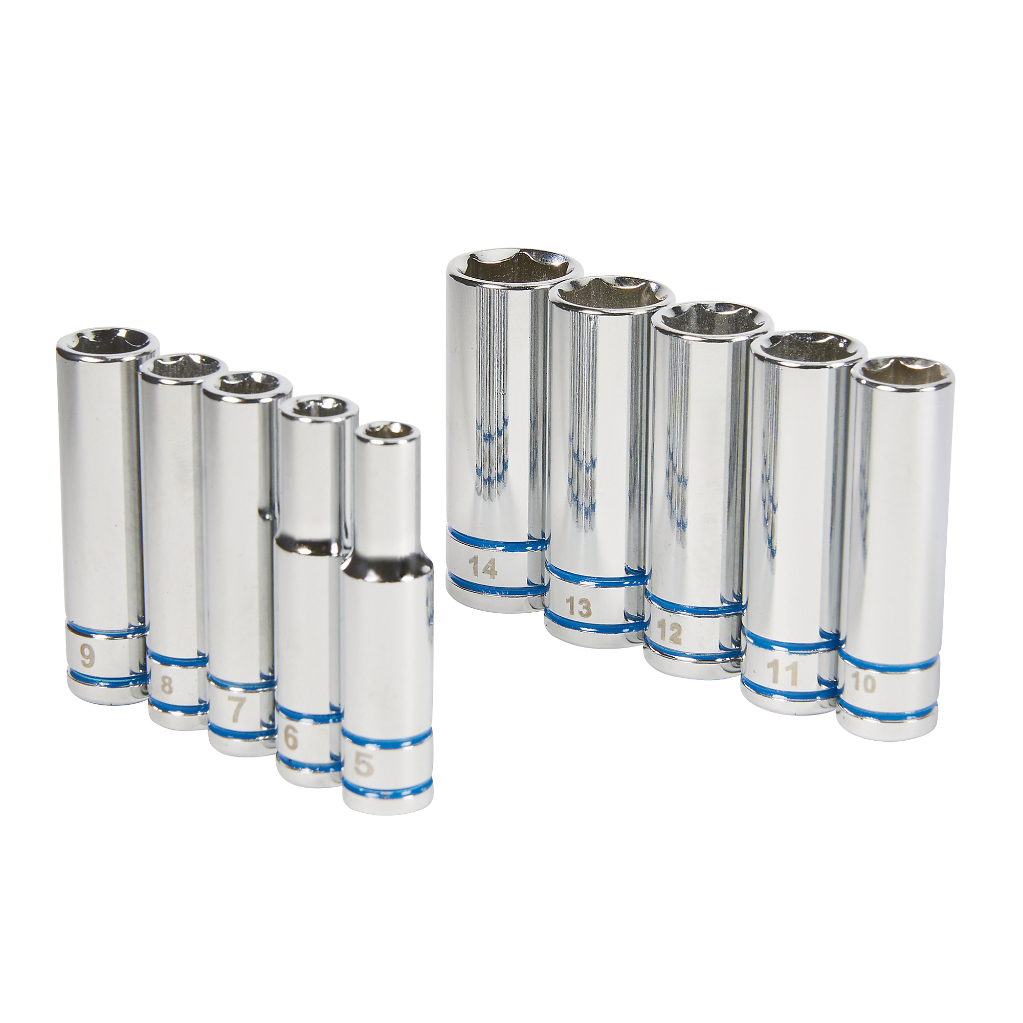 Klutch 1/4in.-Drive Deep Socket Set, Metric, 10-Pc.